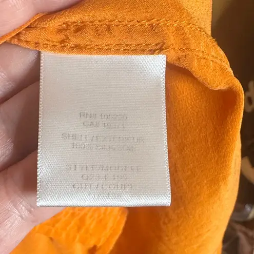 Equipment Femme Pumpkin Orange 100% Silk Button Down Shirt Size Large
