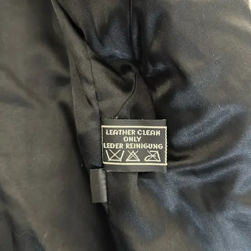 VTG black Leather Coat jacket zip up collared vintage 100% genuine fully lined Size L