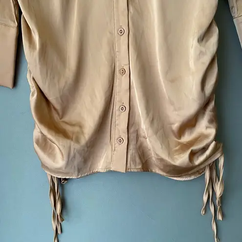 Mable sz S tan silky blouson mini cocktail dress‎