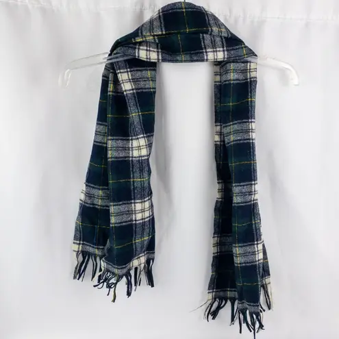 Pendleton Vintage Green Blue Yellow White Plaid Scarf Unisex Men Women One Size