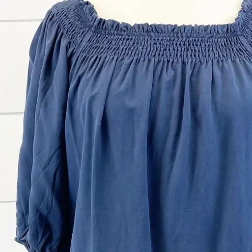 Superdry Womens US 8 Chambray Denim Off Shoulder Mini Dress Short Sleeve Boho