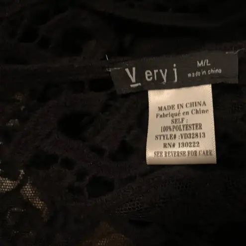 Very J Floral mesh bikini coverup in black size M/L