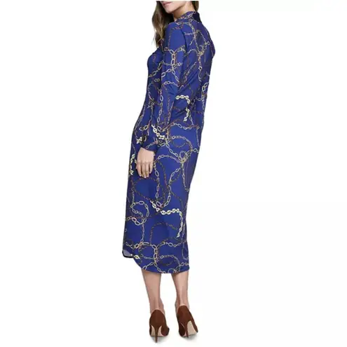 L'Agence L’Agence Raelynn Shirt Dress in Indigo Gold, NWT, Size XS