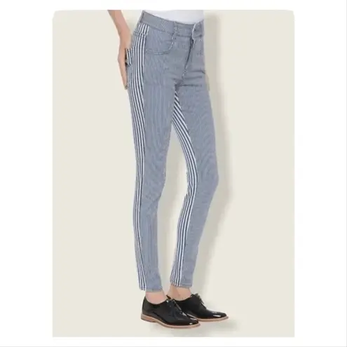 Stella McCartney Blue White Striped Straight Leg Jeans