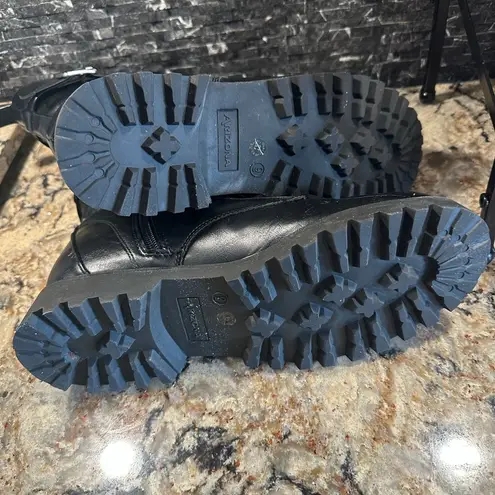 Arizona Jeans Arizona Fairway Combat Boots Size 9 Lace Up Buckle Side Zip