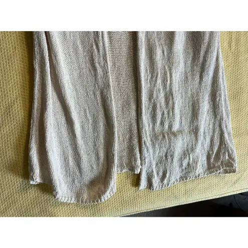 Vtg Moda International Cream Boho Duster Cardigan Tie Waist Festival Silk Linen Size M