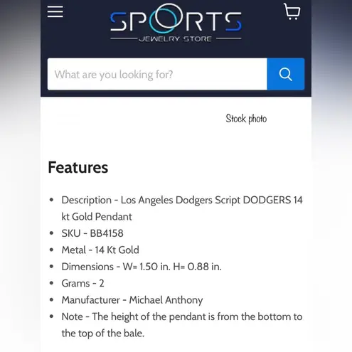 L.A. DODGERS 14K solid script logo pendant by Michael Anthony, NWOT Gold