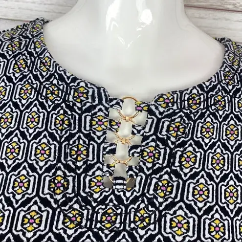 Rafaella Geometric Print T-shirt Dress Black Pink Multi Small Athleisure Resort