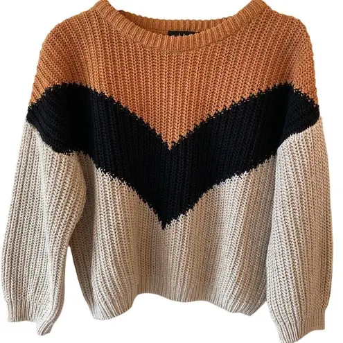 Lulus Autumn Leaves Stripe Knit Pullover Sweater Multicolor Women's Size Small Orange