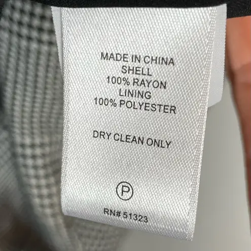 1. State  Plaid Blazer Jacket Houndstooth‎ Large Women Black White Slouchy Rayon thumbnail 8