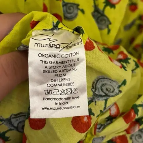 Muzungu Sisters 100% Cotton Yellow Berry Snail Acid Julia Mini Dress Size Large