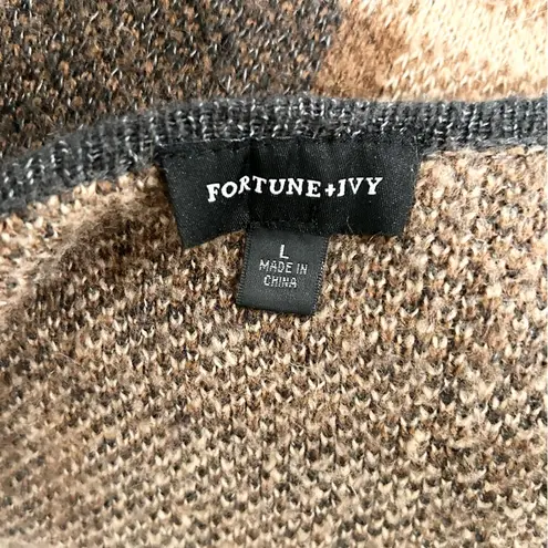 Fortune + Ivy Plaid Open Front Cardigan Sweater Large