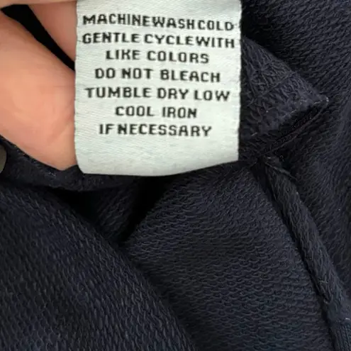 Habitat L Washed Terry Chili Flood Pants Wide Leg Navy Pockets Elastic Waist