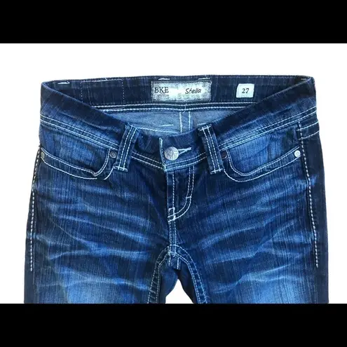 BKE The Buckle Stella Low Rise Stretch Skinny Crop Dark Denim Jean Size 27X28.5”