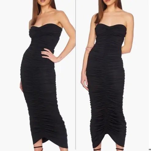 Susana Monaco Tube Gathered Dress Cocktail Black Evening