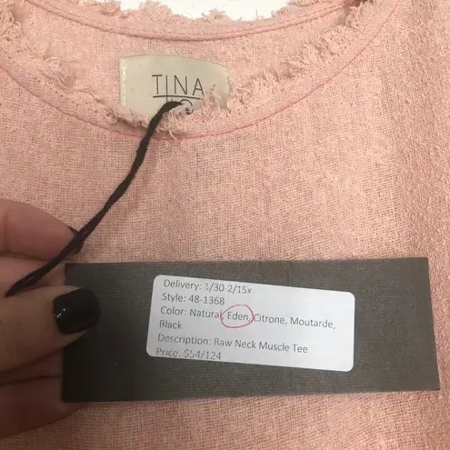 Tina Jo Raw Neck Muscle Tee Eden Pink