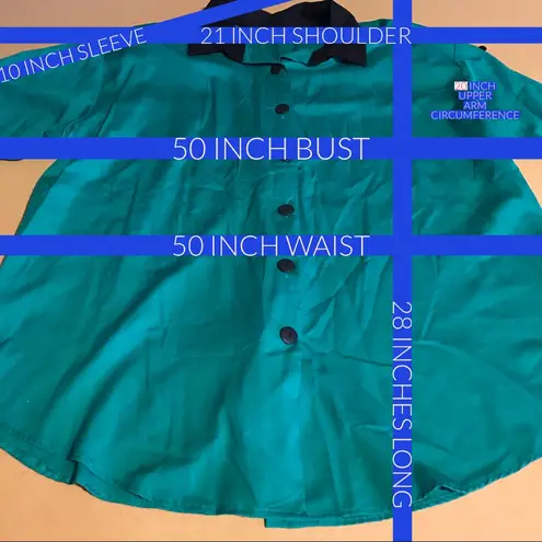 VINTAGE 1990'S LIVE IT UP VINTAGE TEAL AND BLACK BACK BUTTON ACCENT BLOUSE (20W) Green