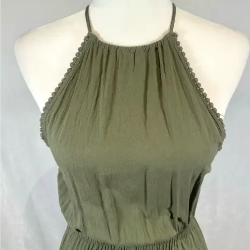H&M olive green backless halter romper size 2