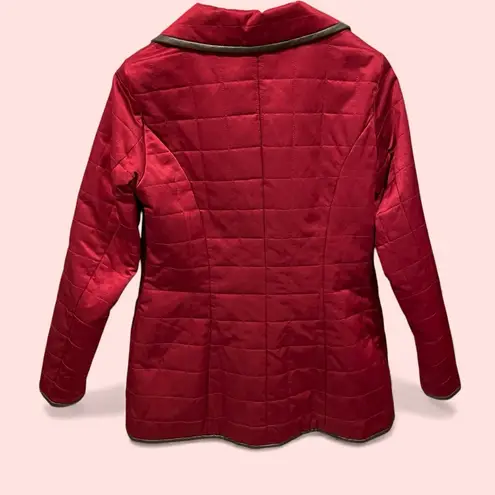 Pendleton Cute  cranberry quilted faux leather trim jacket pockets snaps lined