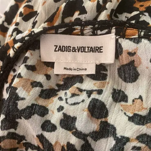 Zadig & Voltaire  Leopard Print Ringo Leo Crinkle Shift Dress Sz M Lightweight