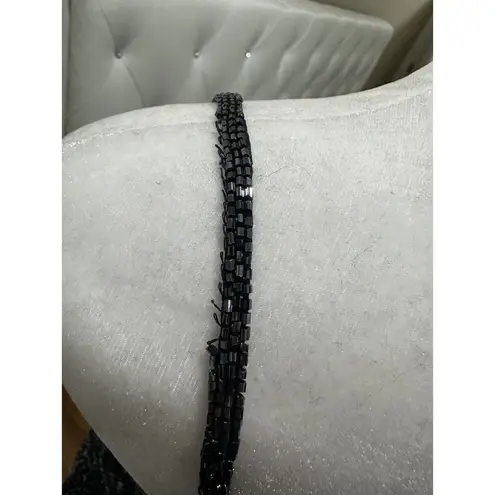 Sean Collection Vtg 90’s Dress Gown Sz L 100% Silk Blue Beaded Prom Even…