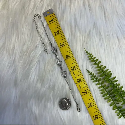 Faux pearl faceted rhinestone silver tone anklet bracelet