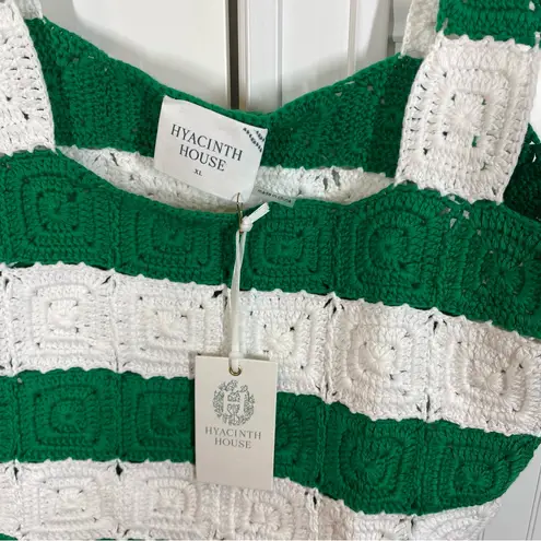 NEW Hyacinth House Tuckernuck Green White Crochet Cooper Tank Top Size XL
