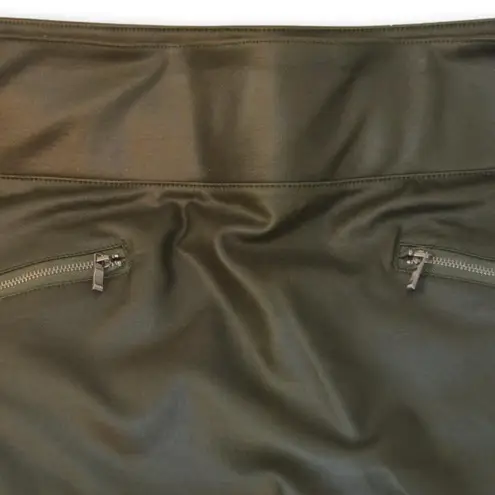 D. Jeans Womens Olive Green Vegan Leather Midi Skirt Size: 14