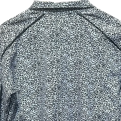 All Fenix White Leopard Crop Jacket Zip Snap Closure Size Small Black