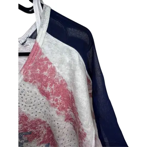 Vocal NWOT Stars And Stripes America Short Sleeve Blouse With Sequins