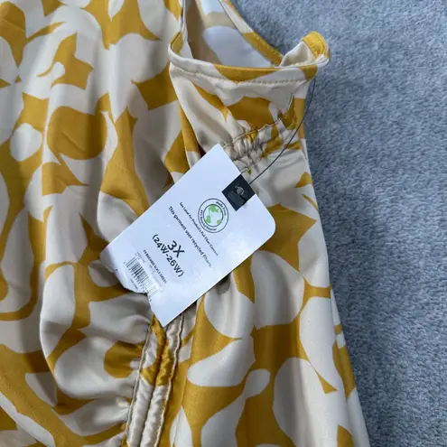 Terra & Sky Ruched Side Midi Dress Plus Size 3X 24W/26W Yellow Sleeveless New