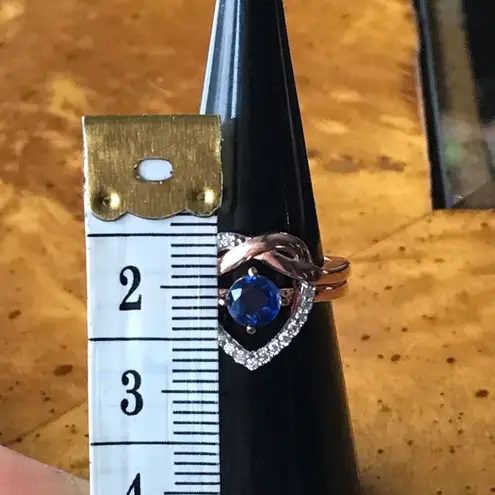 Natural Kyanite Moissanite Sterling Silver Ring Size 5.75 Blue