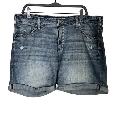 Silver Jeans Co. Women's Boyfriend Distressed Denim Shorts Blue Size 18