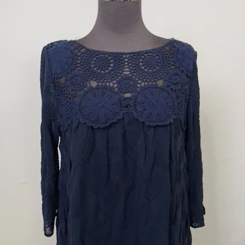 Holding Horses Holding Horses Anthropologie Sz S Navy Blue Augusta Crochet Lace Swing Dress