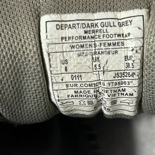 Merrell (J535264) depart dark gull grey trail hiking shoe women size 8