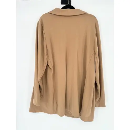 Susan Graver Fushion Blazer Tan Brown Size 3X Liquid Knit Career Office Stretch
