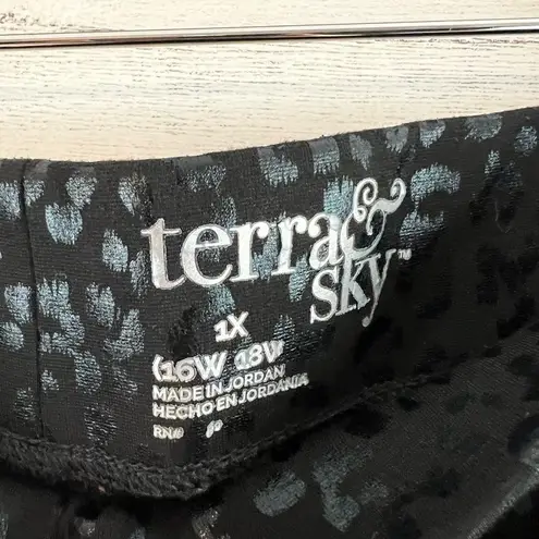 Terra & Sky Coated Leopard Print Pull On Skinny Pants Size 1X
