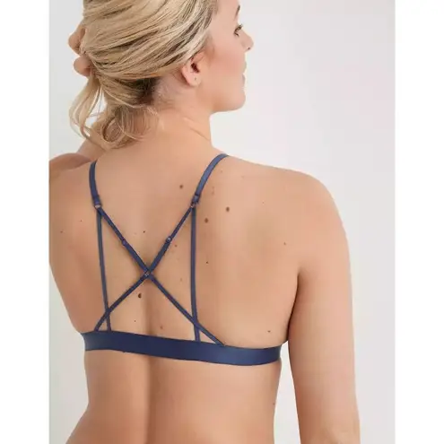 Aerie  blue mesh ruffle strappy triangle bralette M, NWOT