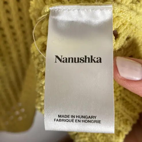 Nanushka Tula cotton linen crochet knit tank top in acid yellow color size S