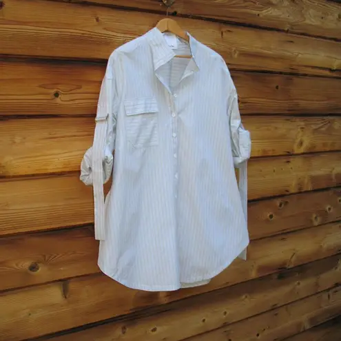 NWOT Acler Striped Wrap Shirt Top Gray Size 8