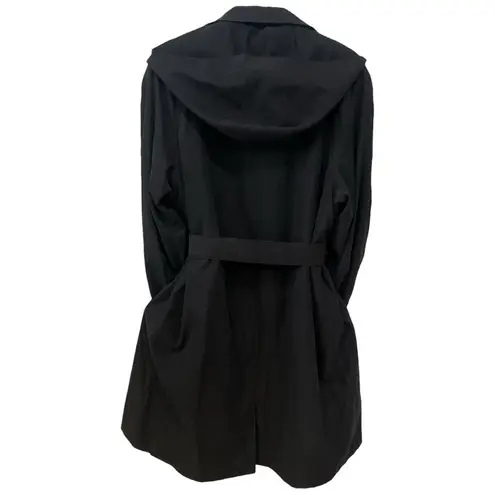 London Fog Vintage 1970s Detachable Hood Winter Lining Black Trench Coat Medium