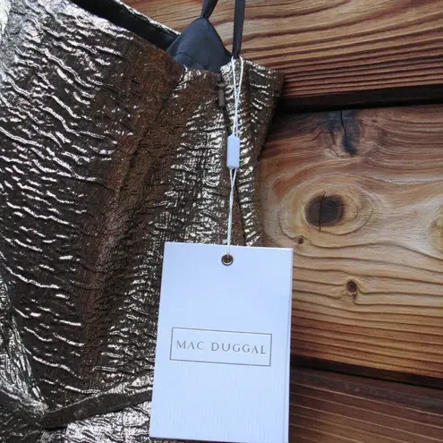 Mac Duggal 67297 Womens Antique Gold One Shoulder Metallic Ballgown Dress