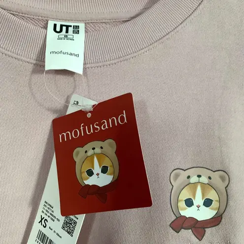 Mofusand Uniqlo Collab Printed Embroidered Sweatshirt in Pink XS