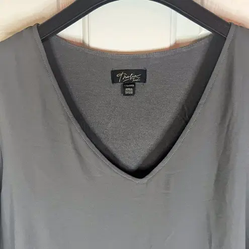 Thalia Sodi Thalia & Sodi Womens Flowy Vneck Tie Arms Grey Blouse Size XXL Career Wear