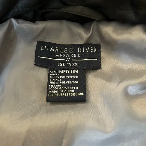 Charles River Apparel black/grey puffer jacket, size M