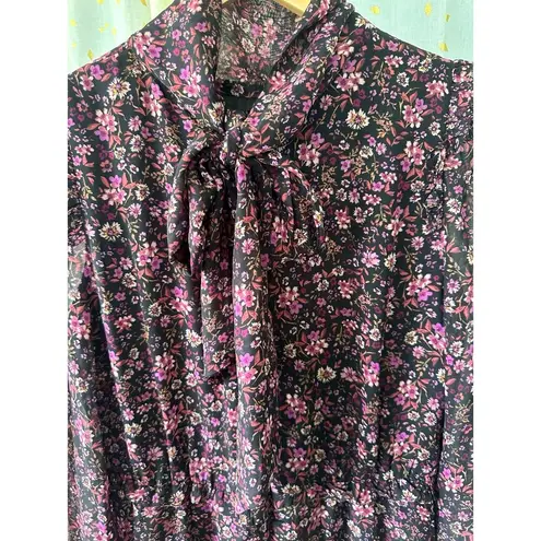 Julia Jordan Floral Chiffon Mockneck Tie-Back A Line High-Low Lined Midi Dress 4