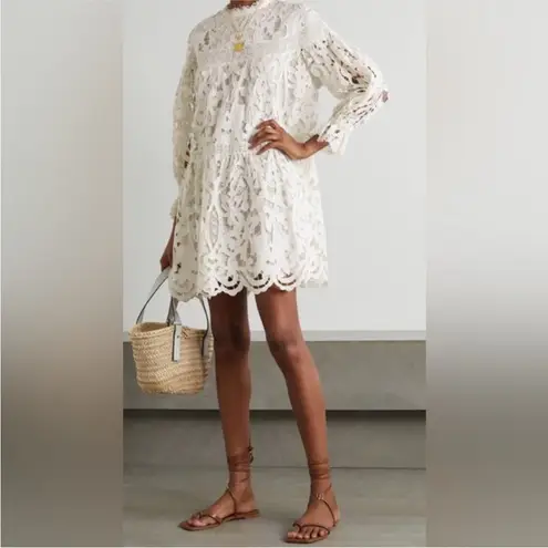 Ulla Johnson Albertine Dress Linen Lace Long Sleeve Pristine Guipure Size 2 XS