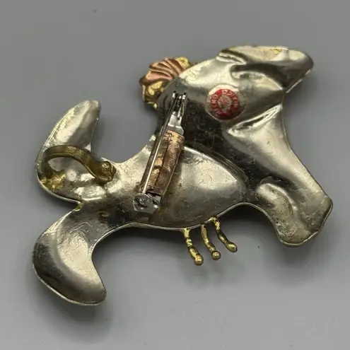 Vtg Bunny Rabbit Shaped Brooch Pendant 90's Hecho en Mexico Mixed Metal Jewelry Size 0