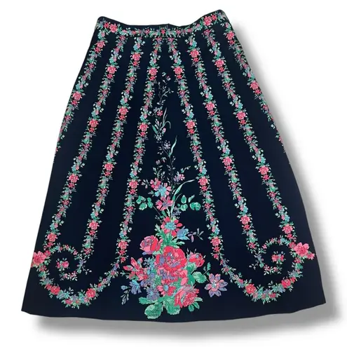 Vintage deep navy blue and floral A