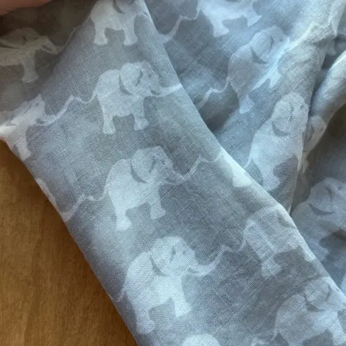 Grey Elephant Animal Print Decorative Lightweight Scarf Gray